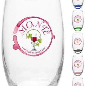 15 oz. Mikonos Clear Stemless Wine Glasses