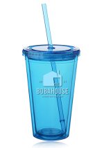 16 oz. Double Wall Acrylic Tumblers With Straws
