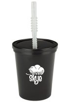 16 oz. Plastic Stadium Cups with Lid and Straw
