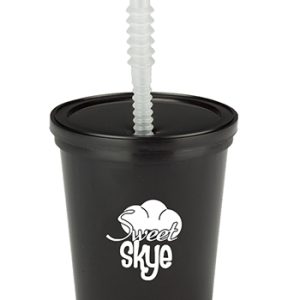 16 oz. Plastic Stadium Cups with Lid and Straw