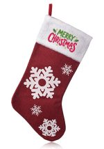 18" Red Snowflake Christmas Stocking with White Trim