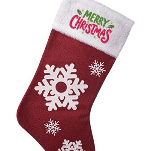 18" Red Snowflake Christmas Stocking with White Trim