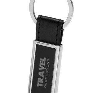 Rectangular Metal & Leather Keychains