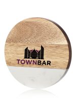 Round Marble and Wood Coasters with Bottle Opener