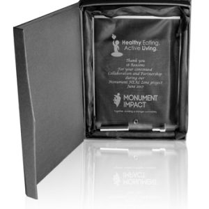 Small Jade Glass Plaque Awards with Stand