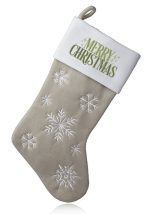 Snowflake Christmas Stocking with White Trim